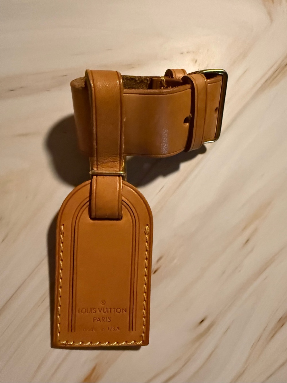 Louis Vuitton Vachetta Leather Luggage Tag & Strap in Tan